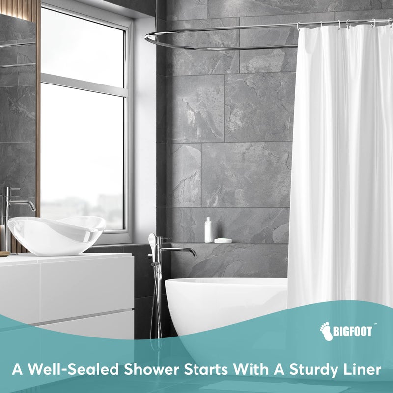 BIG FOOT BigFoot Shower Curtain Liner â€“ 72 x 72 PEVA Premium Shower Curtain with Rustproof Metal Grommet and 3 Magnetic Weights â€“ Odor Free and Compatible with Standard Showers, White - Image 2